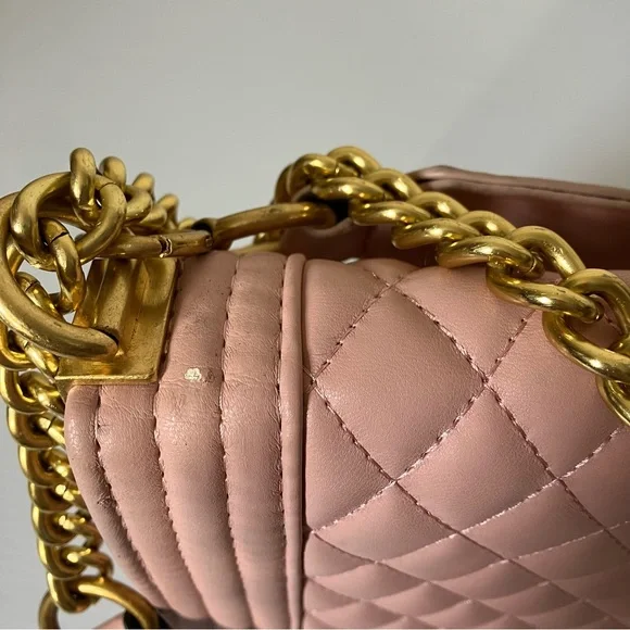 Chanel Small Gold Enchained Quilted Boy Flap Bag in Pink - Picture 7 of 15